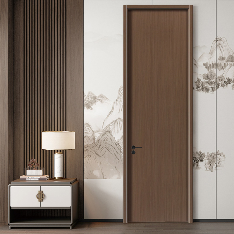 Pintu Kayu Solid Interior PVC Veneer Walnut Hitam
